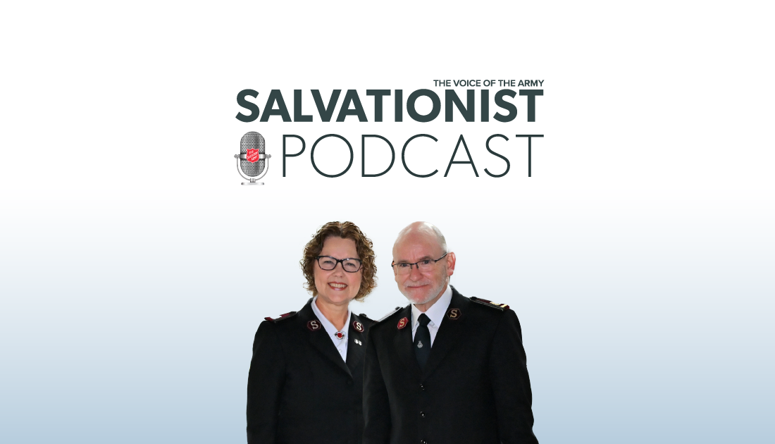 Man and woman smiling, text: Salvationist Podcast